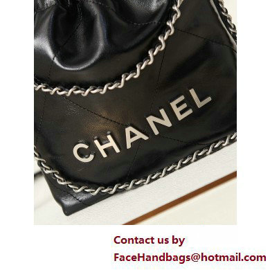 Chanel Shiny Calfskin & Silver-Tone Metal CHANEL 22 Mini Handbag AS3980 Black - Click Image to Close